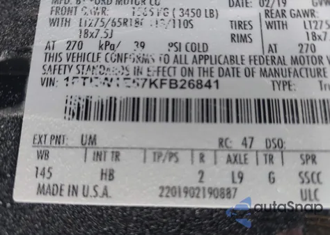 2019 Ford F-150 Lariat из США, поврежденный, VIN 1FTEW1E57KFB26841